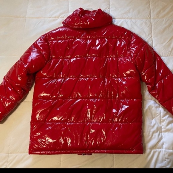 INC men's M medium "Chili Red" double 2x zip oversized shiny padded puffer coat - Picture 4 of 9